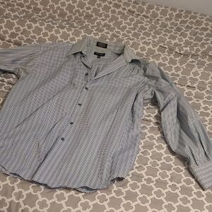 Axcess Blue and White Casual Button Down Shirt